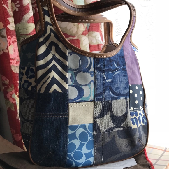 Rare Coach 10810 Denim Patchwork Handbag - Picture 2 of 8